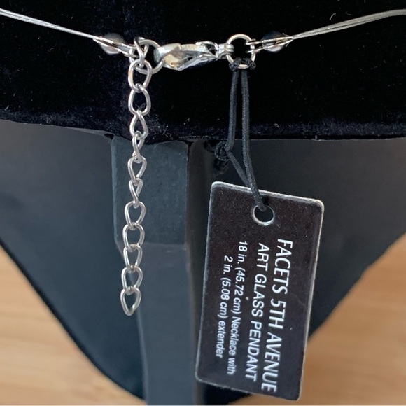 NWT Facets 5th Avenue Blue Art Glass Beaded Necklace Cross Pendant - Picture 4 of 5